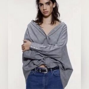 Zara Gray Plaid Button-Up Shirt